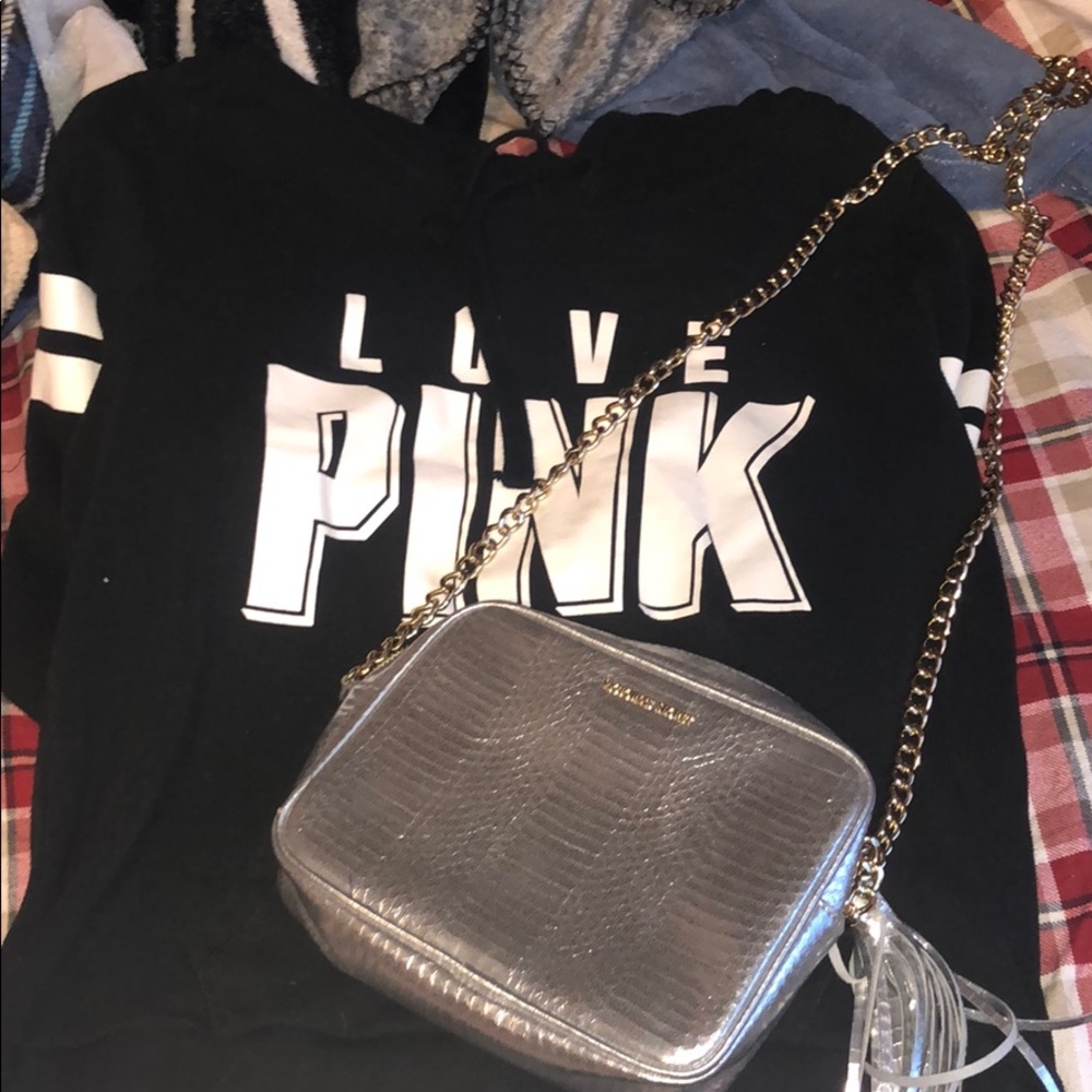 Pink sweatshirt with bag